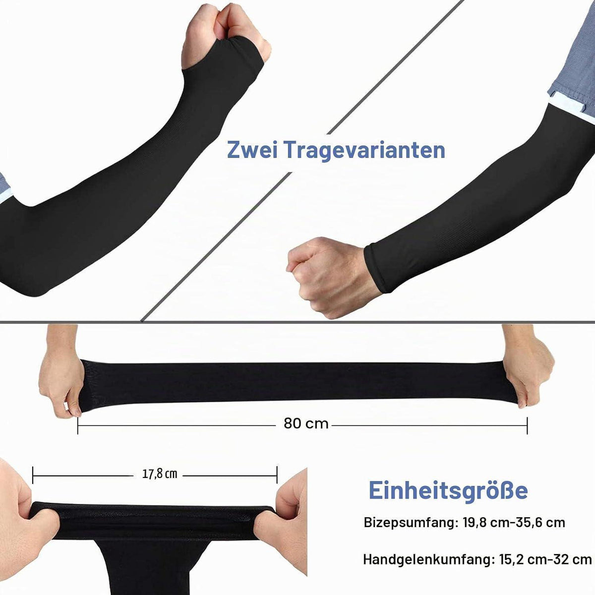 Kühlende Armstulpen mit Daumenloch & UV-Schutz UPF 50 - 3er Set