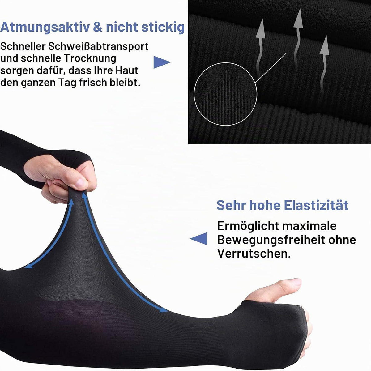 Kühlende Armstulpen mit Daumenloch & UV-Schutz UPF 50 - 3er Set