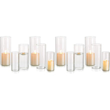 Glas Kerzenhalter Set Modern Windlicht für Stumpenkerzen & Teelicht (M+L+XL, 4 Sätze)