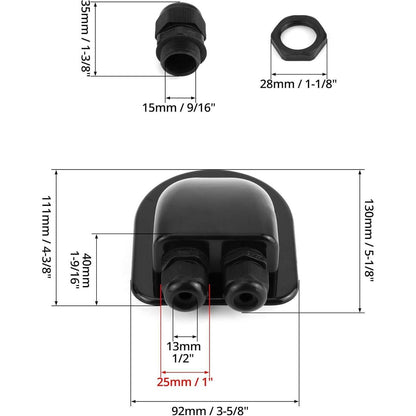 QWORK® 2 Stück Dachdurchführung IP68 Wasserdicht ABS Solar