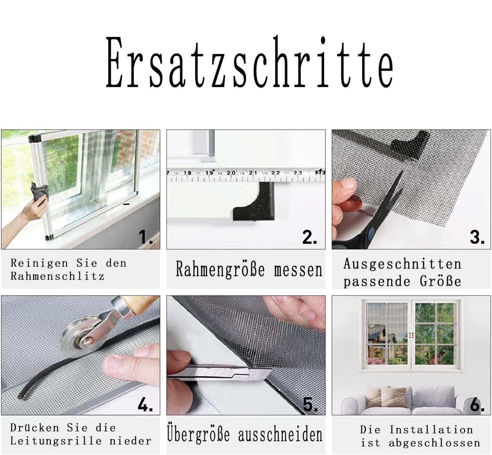 Fliegengitter Meterware 120x250cm Insektenschutz Schwarz