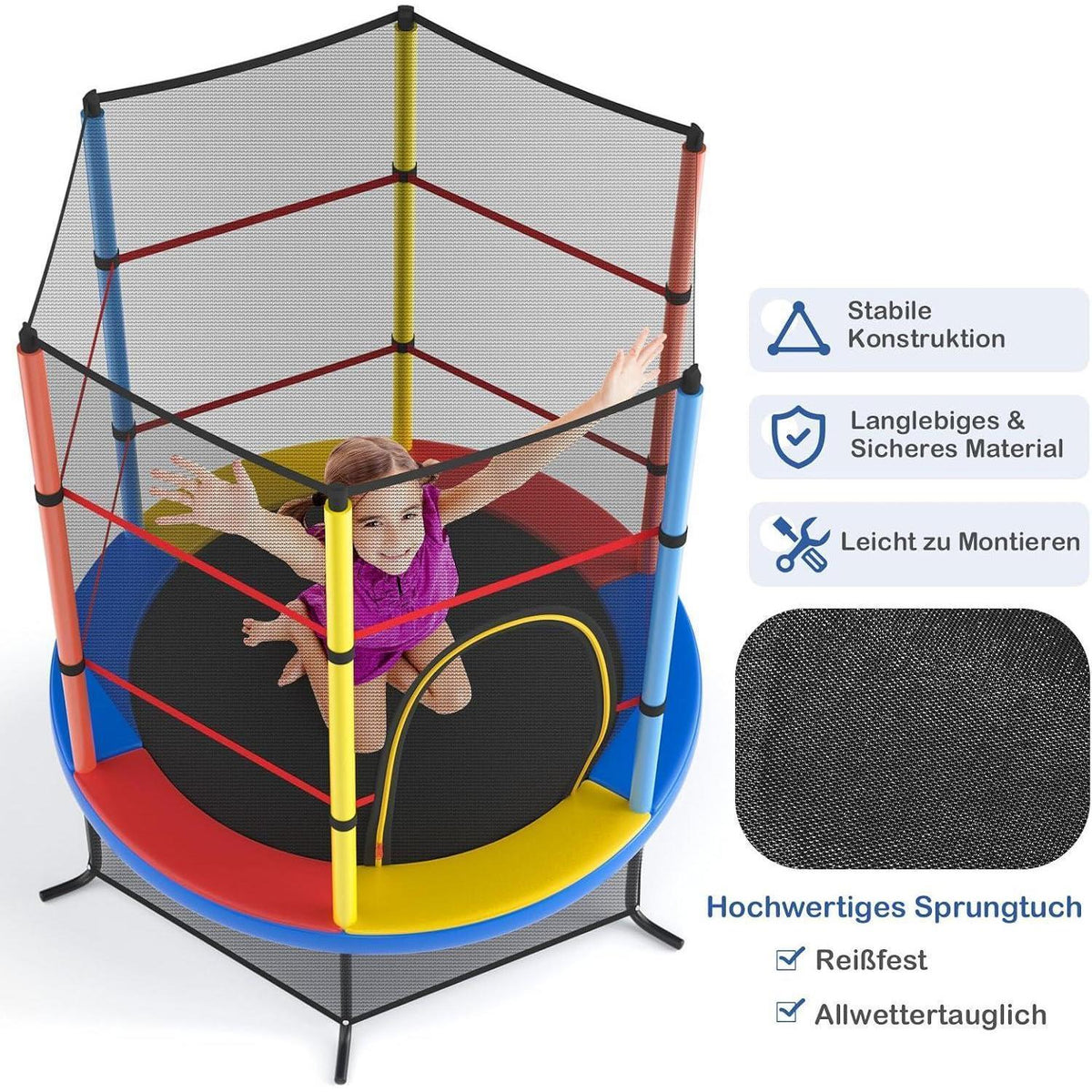 Gartentrampolin 165cm mit Netz & Randabdeckung – Kindertrampolin