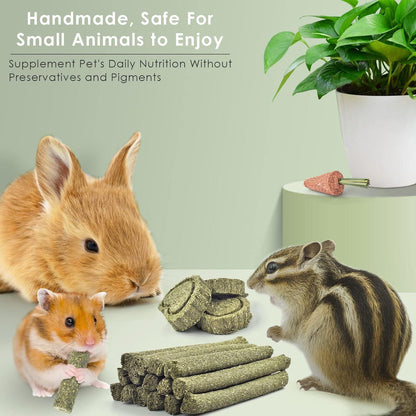 24 Natürliches Kaninchen Spielzeug Sticks Karotten Rosengraskuchen