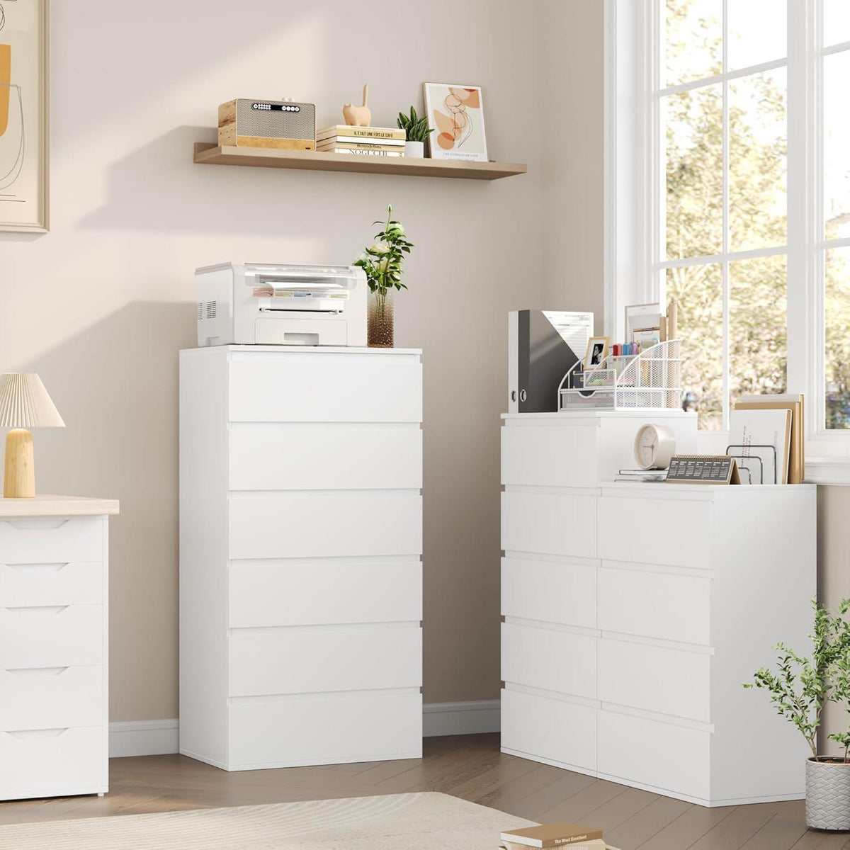 Weiße Kommode mit 6 Schubladen – 60x40x119cm