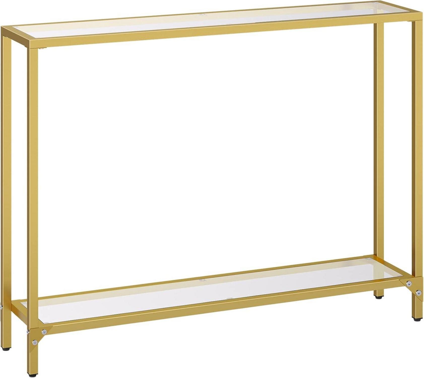 Konsolentisch Hartglas Beistelltisch goldfarben 100 cm Eingangstisch