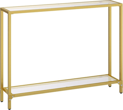 Konsolentisch Hartglas Beistelltisch goldfarben 100 cm Eingangstisch