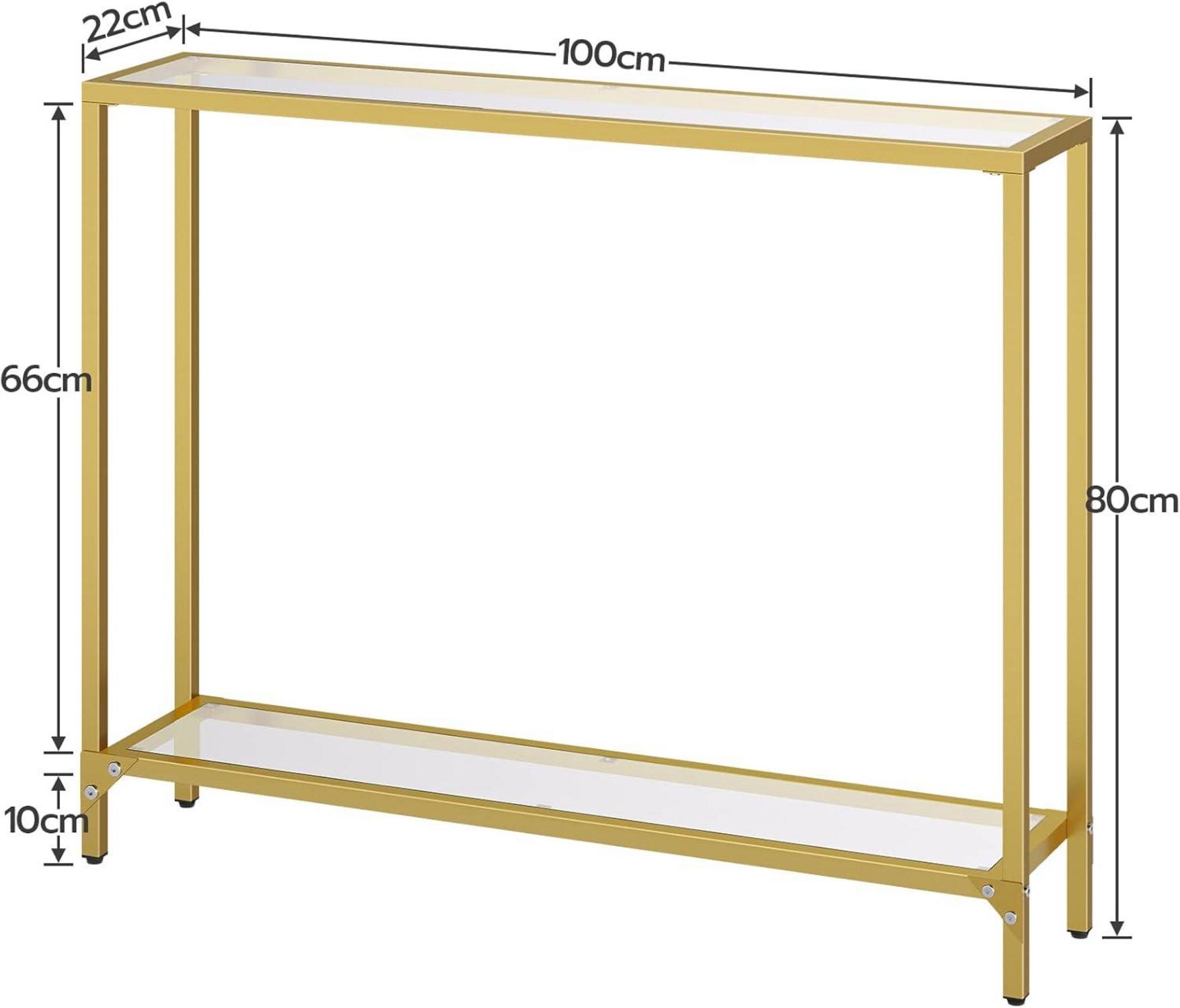 Konsolentisch Hartglas Beistelltisch goldfarben 100 cm Eingangstisch