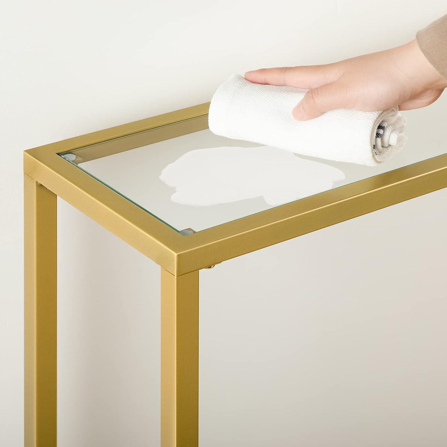 HOOBRO Konsolentisch 100cm Hartglas goldfarben Eingangstisch