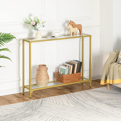 Konsolentisch Beistelltisch 100cm Hartglas goldfarben EGD04XG01