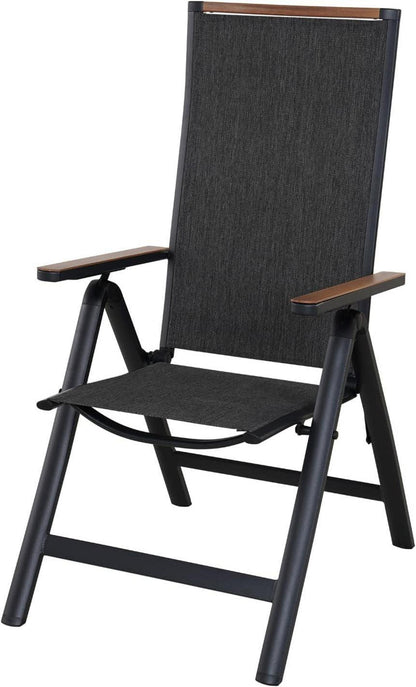 Garten Klappstuhl Aluminium Hochlehner 6-Fach Verstellbare Mesh