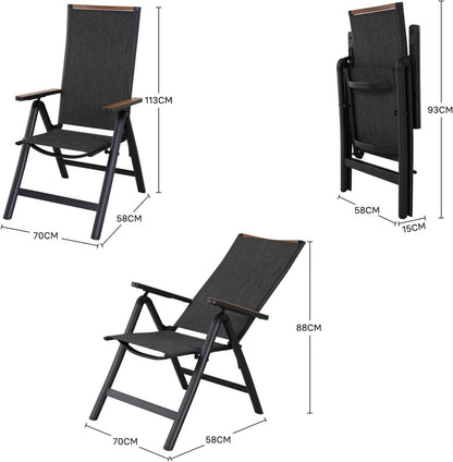 Garten Klappstuhl Aluminium Hochlehner 6-Fach Verstellbare Mesh