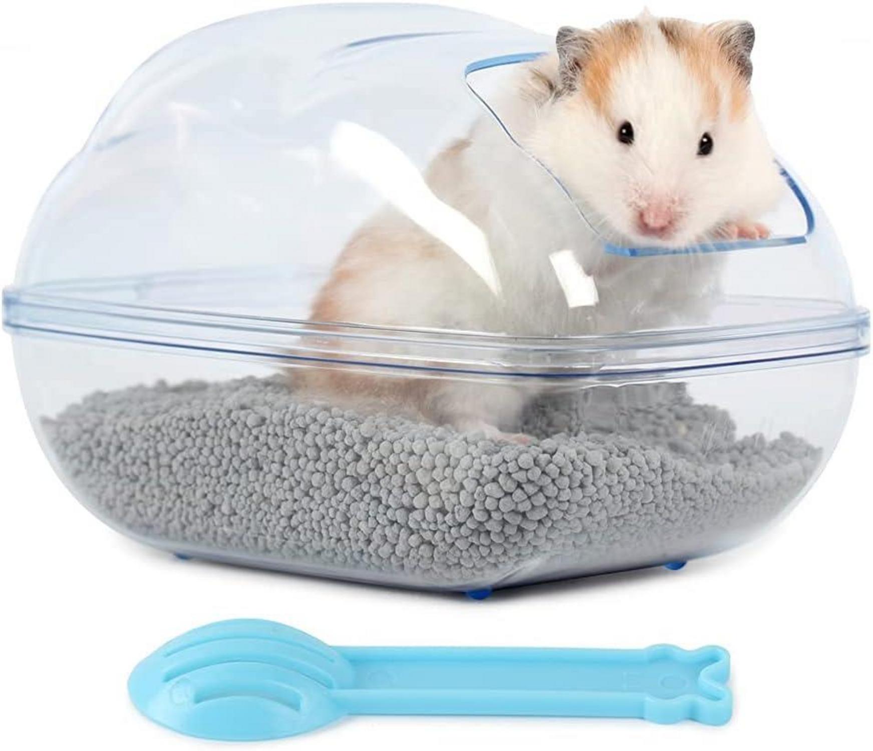 Transparentes Hamster Sandbad Sandkasten mit Schaufel für Chinchilla Gerbil L