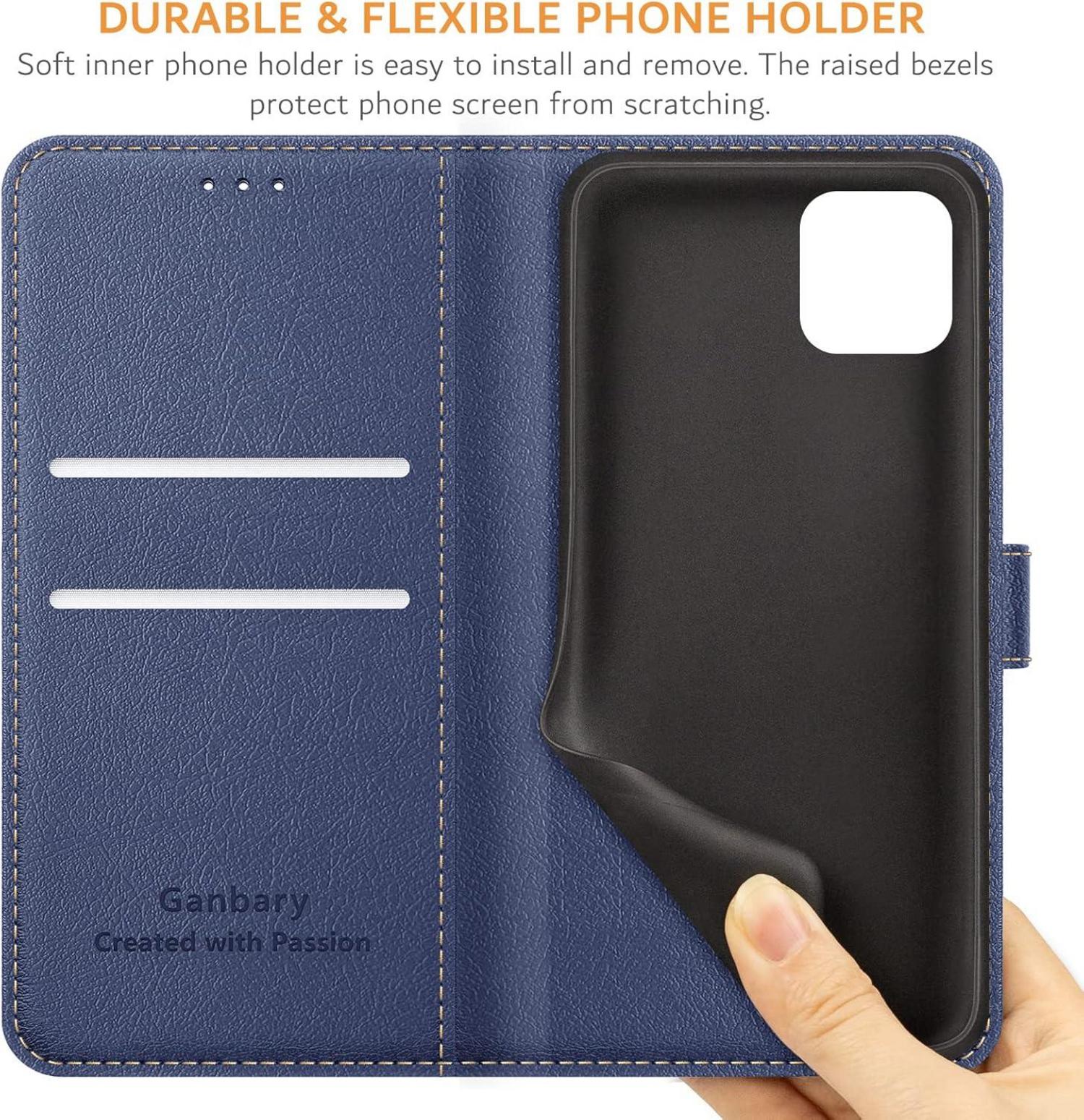 Handyhülle Samsung Galaxy A22 5G Leder Flipcase blau Standfunktion & Kartenslots