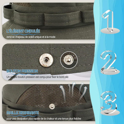 Damen Sonnenhut Safarihut Outdoor Sommer UV Schutz Beige