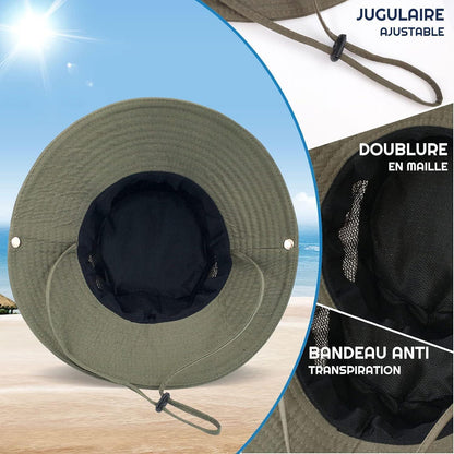Damen Sonnenhut Safarihut Outdoor Sommer UV Schutz Beige