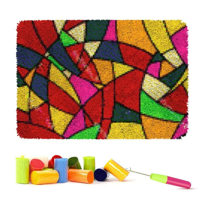Knüpfteppich Set zum Selber Knüpfen – 50x38cm Farbblock