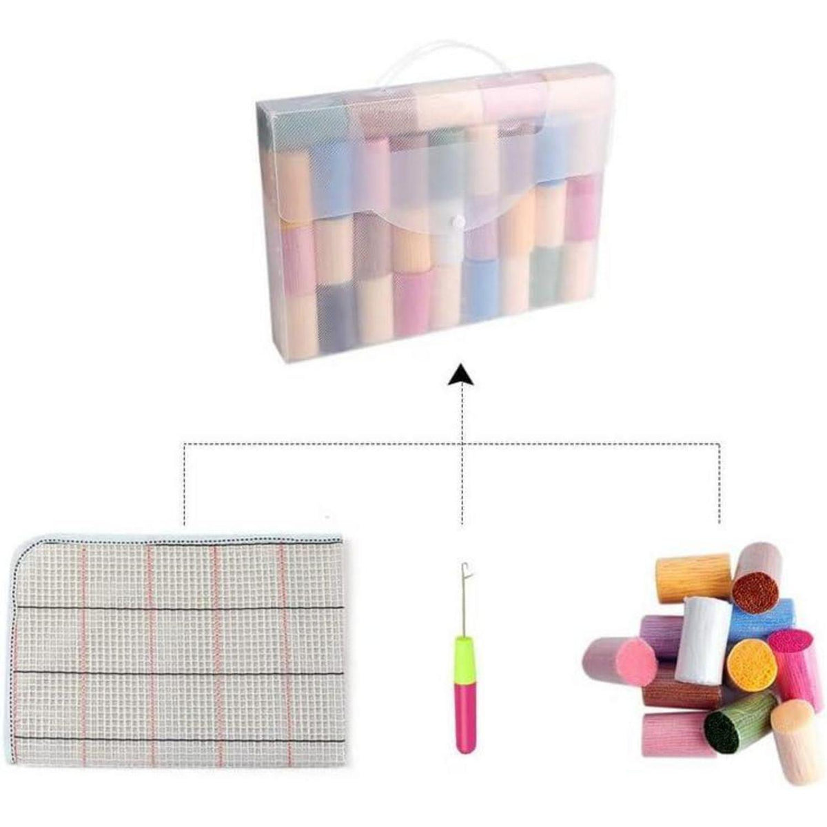 Knüpfteppich Set zum Selber Knüpfen – 50x38cm Farbblock