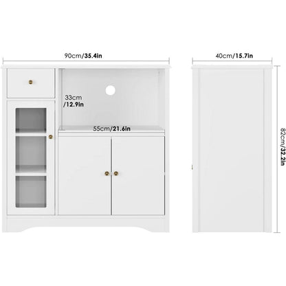 Küchenschrank Weiß mit Arbeitsplatte & Mikrowellenregal