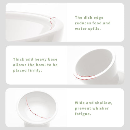 Erhöhte Katzenfutterschüssel 2er Set Keramik Anti-Erbrechen