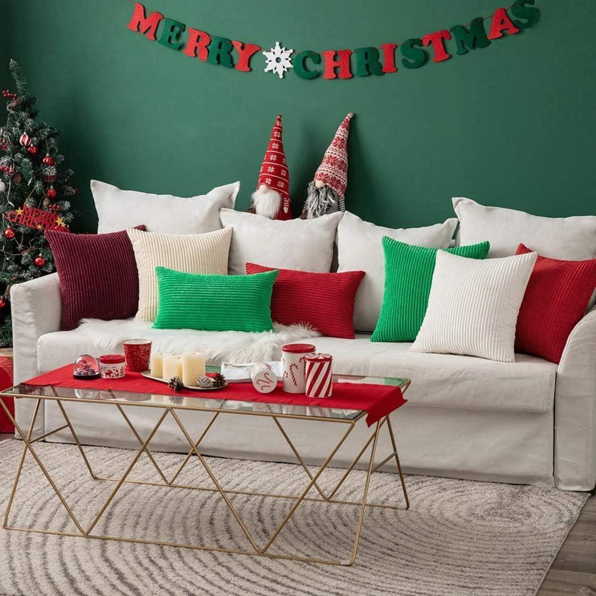 Kissenbezüge Kordsamt 2er Set 40x60 cm Beige