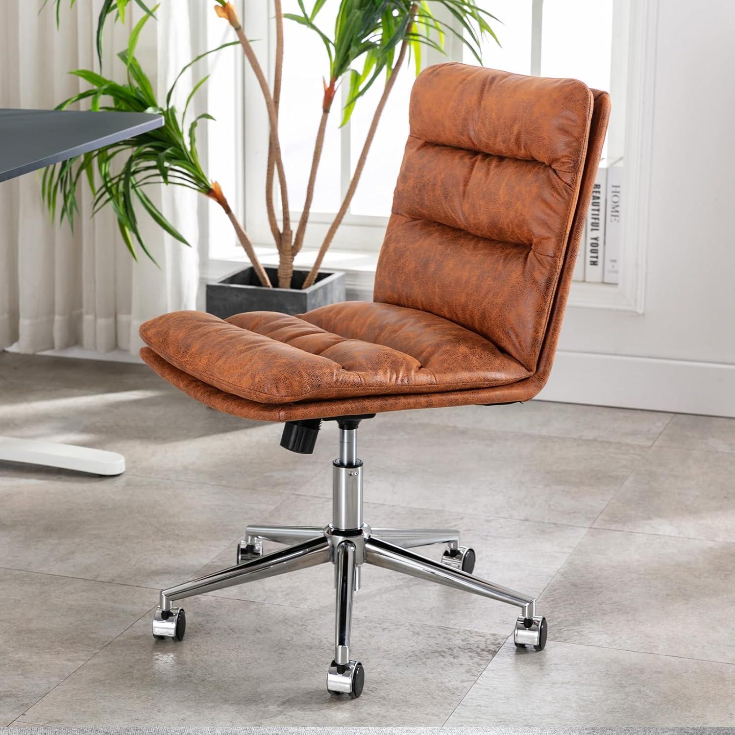 Ergonomischer Schreibtischstuhl Höhenverstellbar Polsterstuhl Braun