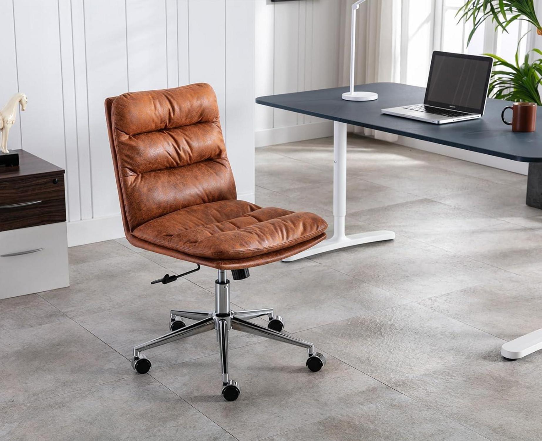 Ergonomischer Schreibtischstuhl Höhenverstellbar Polsterstuhl Braun