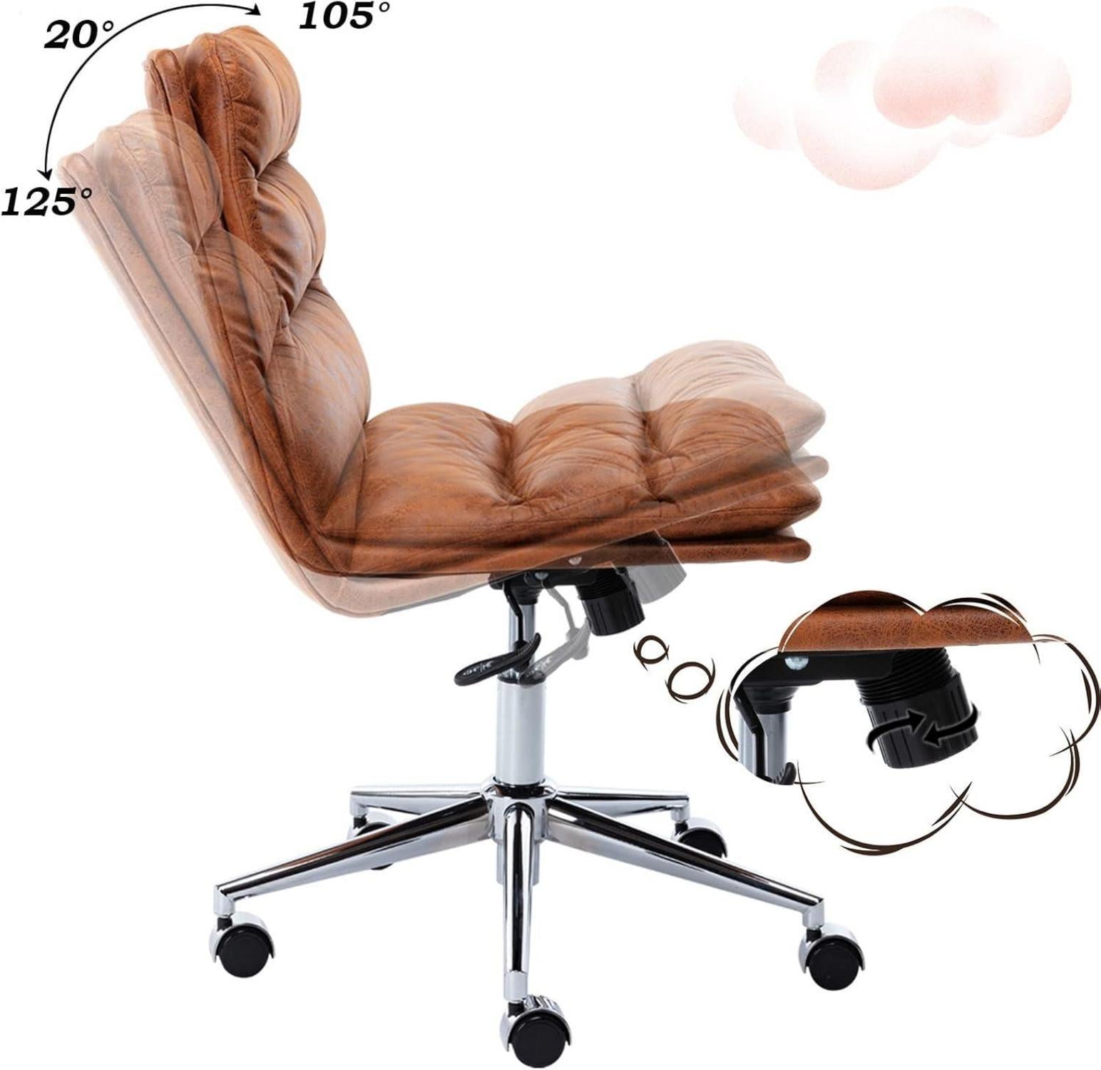 Ergonomischer Schreibtischstuhl Bürostuhl Braun höhenverstellbar