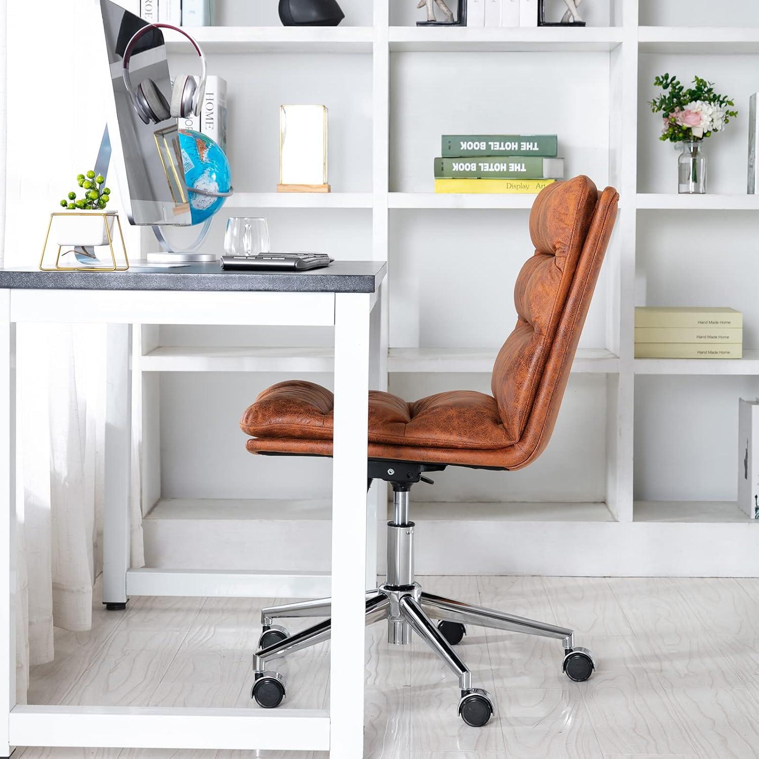 Ergonomischer Bürostuhl Drehstuhl Höhenverstellbar Polsterstuhl Braun