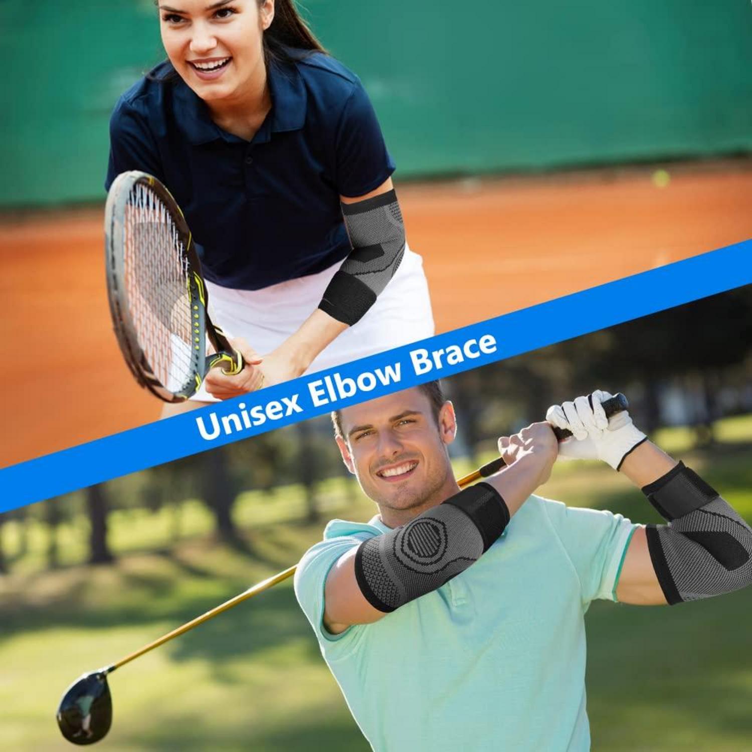 Ellenbogen Bandage Schwarz 2er Set Atmungsaktiv Kompression Stütze Tennis