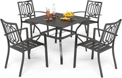 Gartenmöbel Set 4 Personen Metall Gartentisch mit Stühlen Outdoor