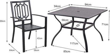 PHIVILLA Gartenmöbel Set 4 Personen Wetterfest Metall