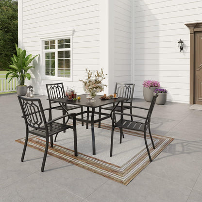 Gartenmöbel Set 4 Personen Metall Gartentisch Stühle Outdoor Bistro