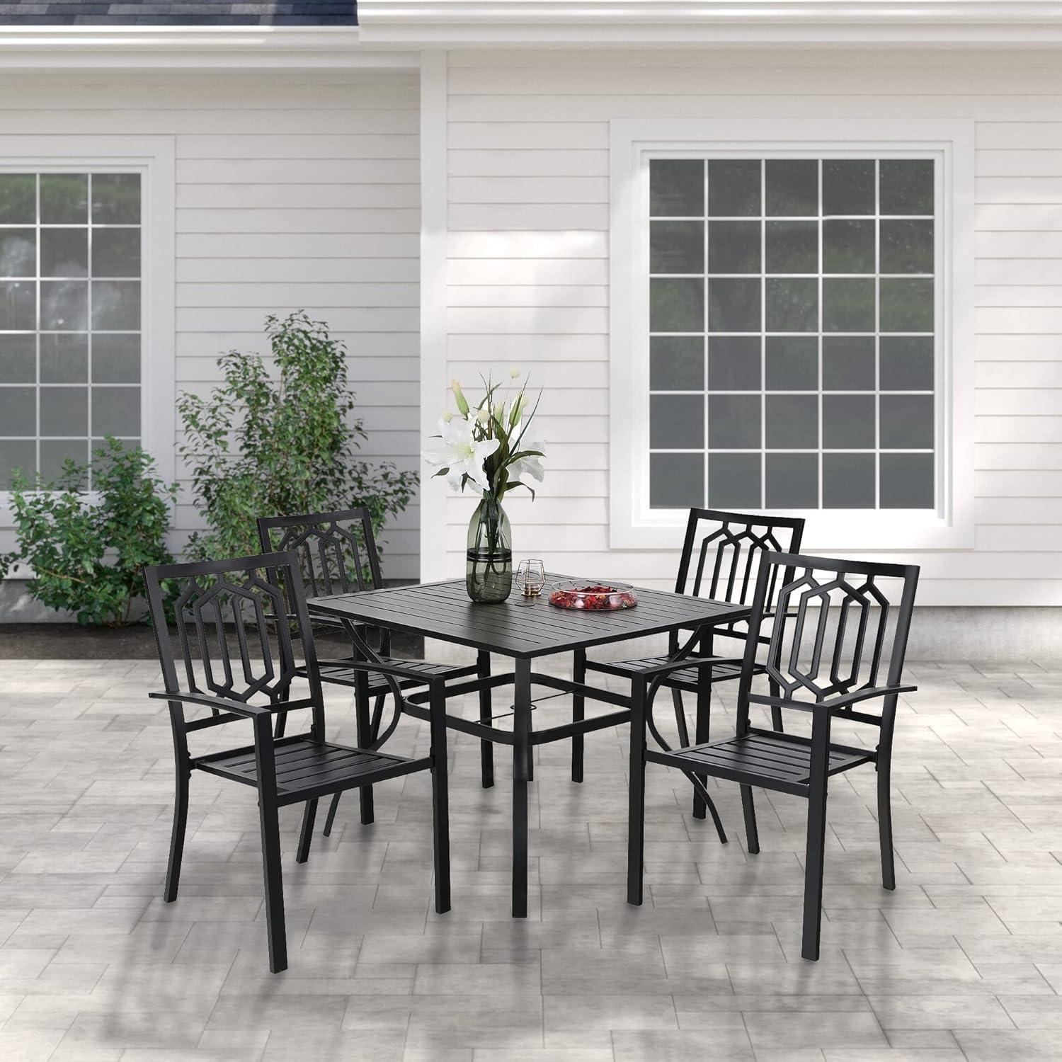 PHIVILLA Gartenmöbel Set 4 Personen Wetterfest Metall Gartentisch mit Stühlen