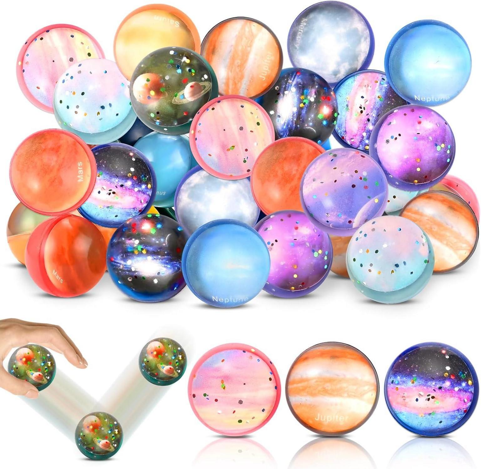 30 Stück Flummies für Kinder Planeten Party Mitgebsel 32mm Springball