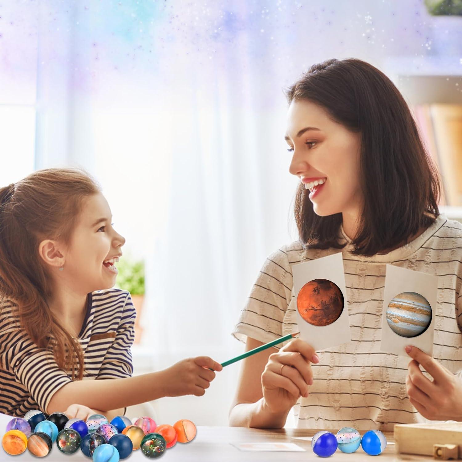 30 Stück Flummies Gummiball Planeten Mitgebsel Kindergeburtstag