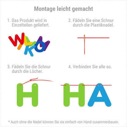 Buntes Willkommen Zuhause Banner mit 19 Wimpeln und 2 Juteseil
