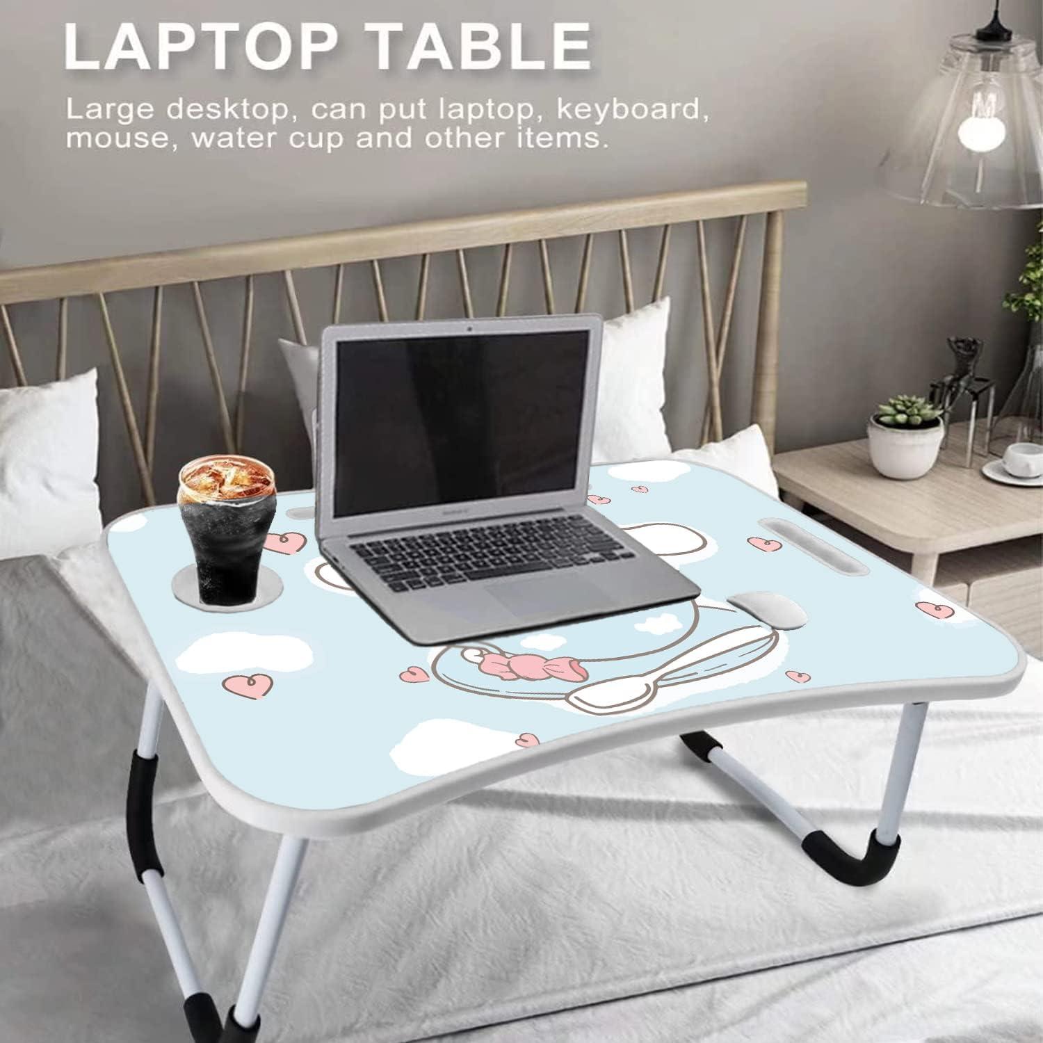 Laptop-Tisch Cartoon Bilder Tragbar Betttablett Getränkeschlitz Blau