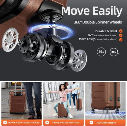 SHOWKOO 3 tlg Kofferset Hartschale Leicht Trolley Handgepäck Sets TSA