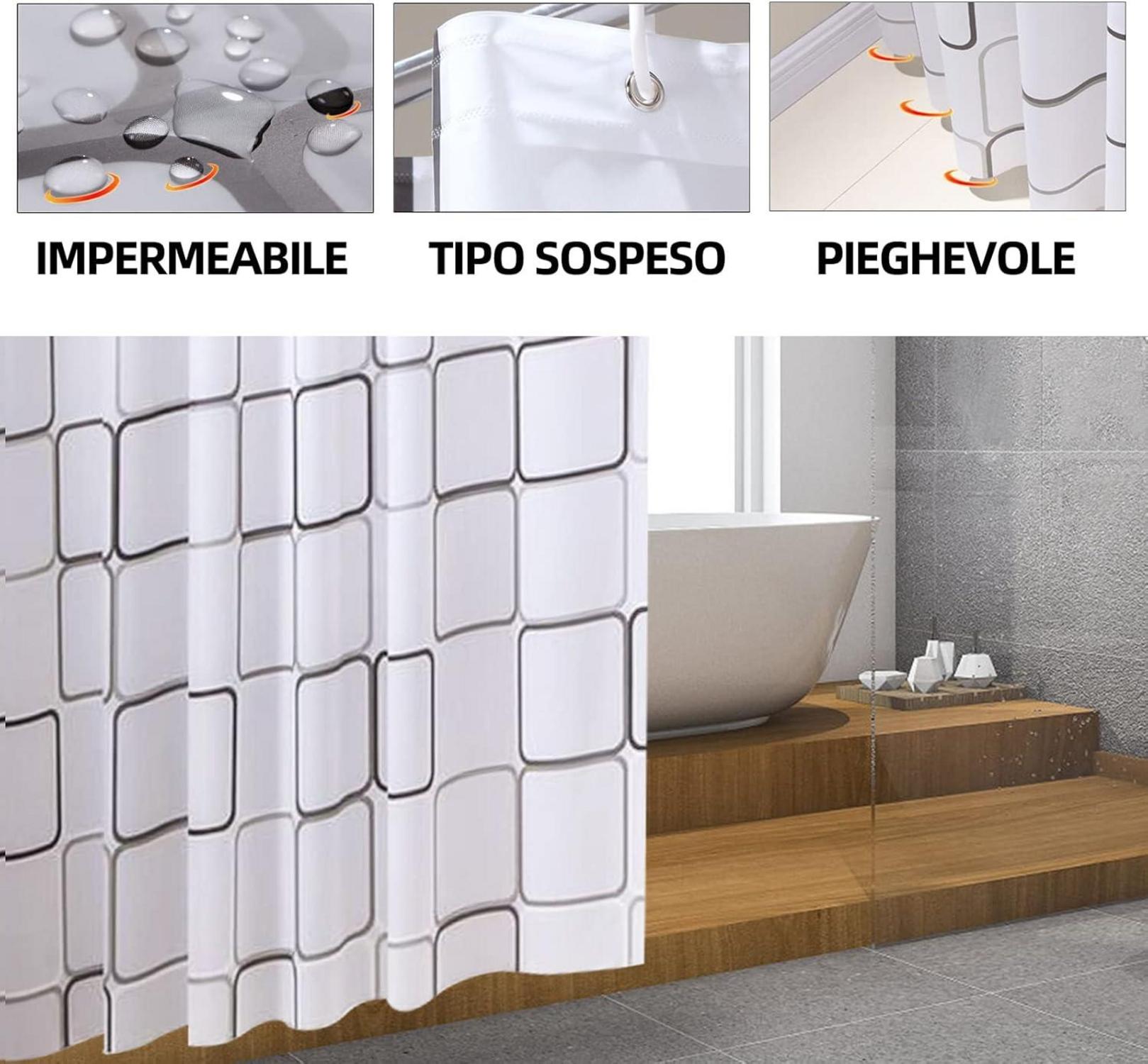 Duschvorhang schimmelresistent wasserdicht weiß 180x200cm 100% PEVA
