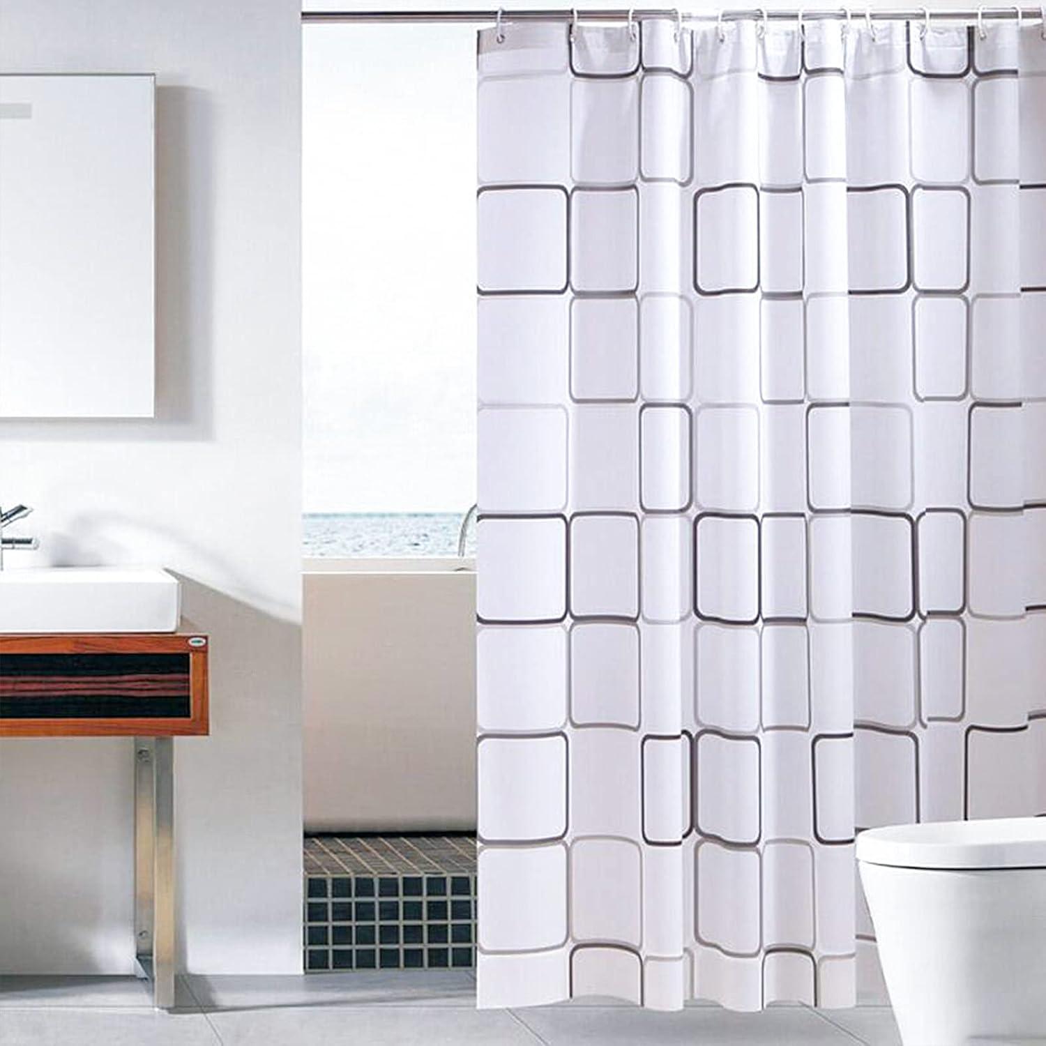 juingio Duschvorhang weiß wasserdicht schimmelresistent 180x200cm mit 12 Haken
