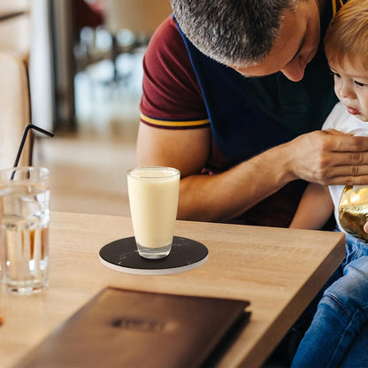 Untersetzer Gläser 6er Set Marmor mit Kork-Rückseite Schwarz