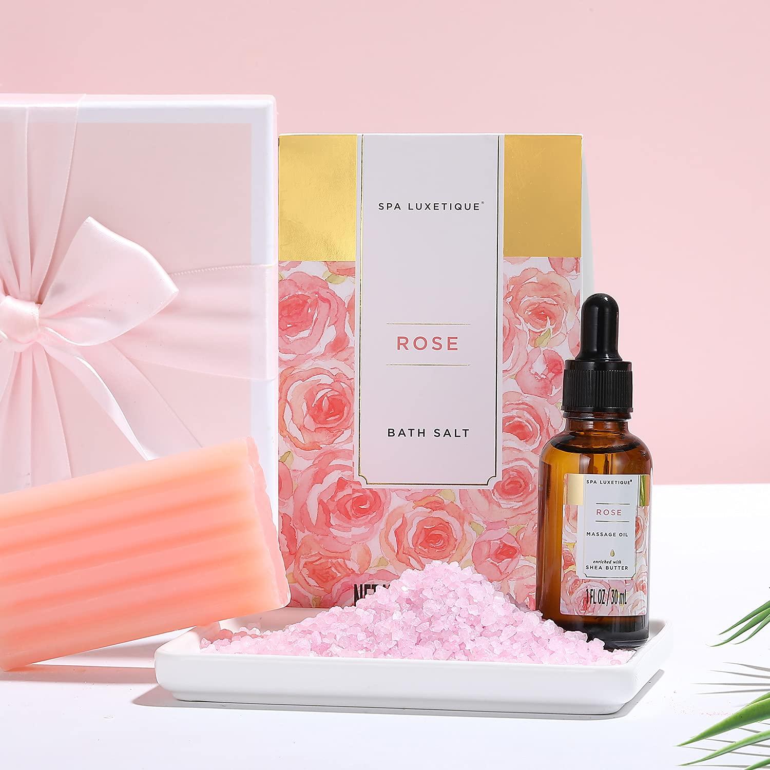 Geschenkkorb Frauen SPA LUXETIQUE 12 tlg. Bade Geschenkset Rosenduft Wellness Muttertag Weihnachten