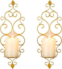 Wandkerzenhalter Set Metall Vintage Wanddeko Gold 2er-Set