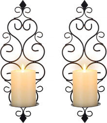 Wandkerzenhalter Metall Vintage Barock Deko 2er-Set Schwarz