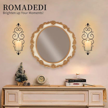 Romadedi Wandkerzenhalter Schwarz 2er-Set Metall Vintage Barock Decor
