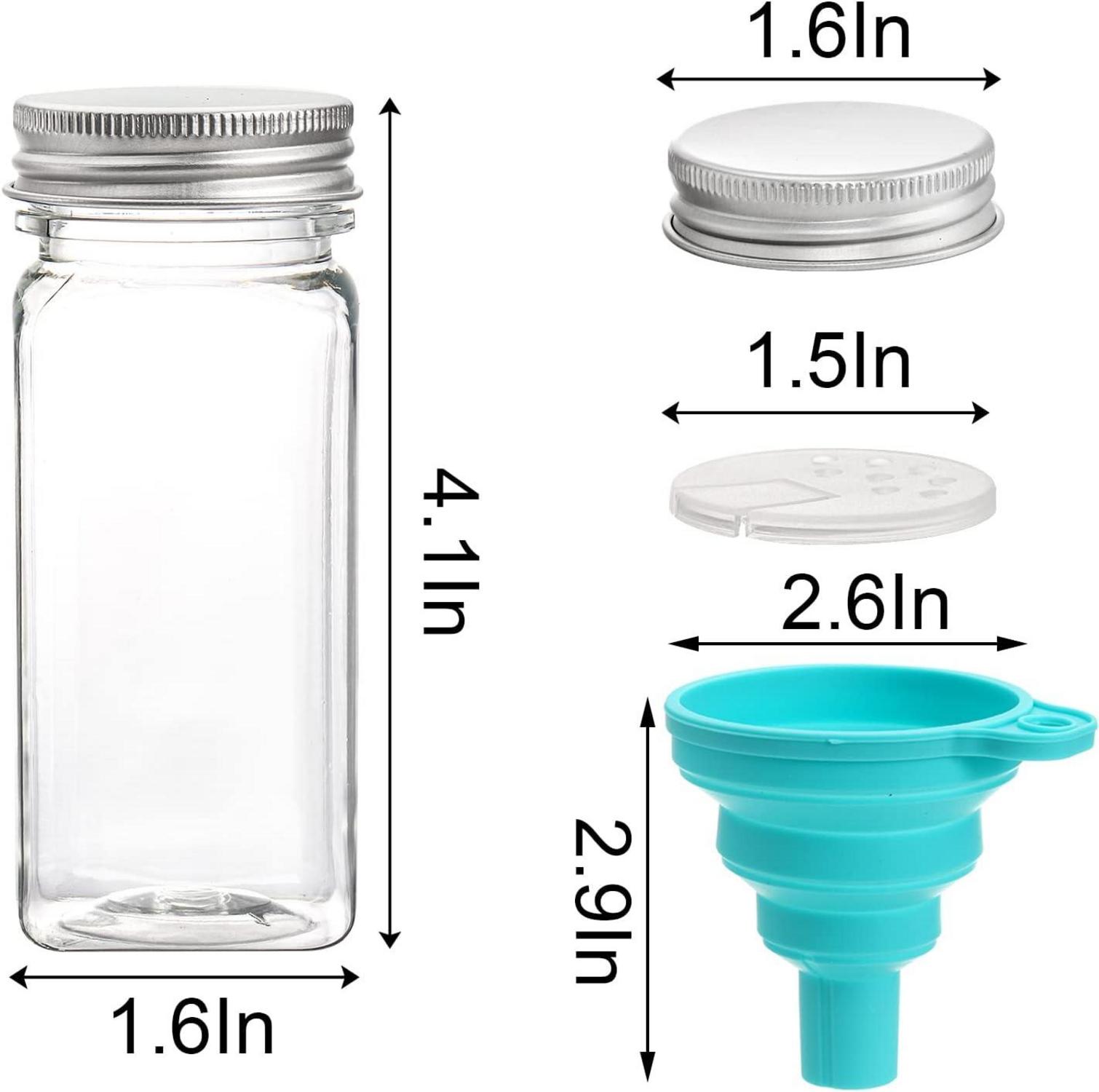 24er Set 120ml Kunststoff Gewürzgläser mit Trichter und