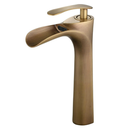Vintage Wasserfall-Waschtischarmatur Antik Messing Monoblock