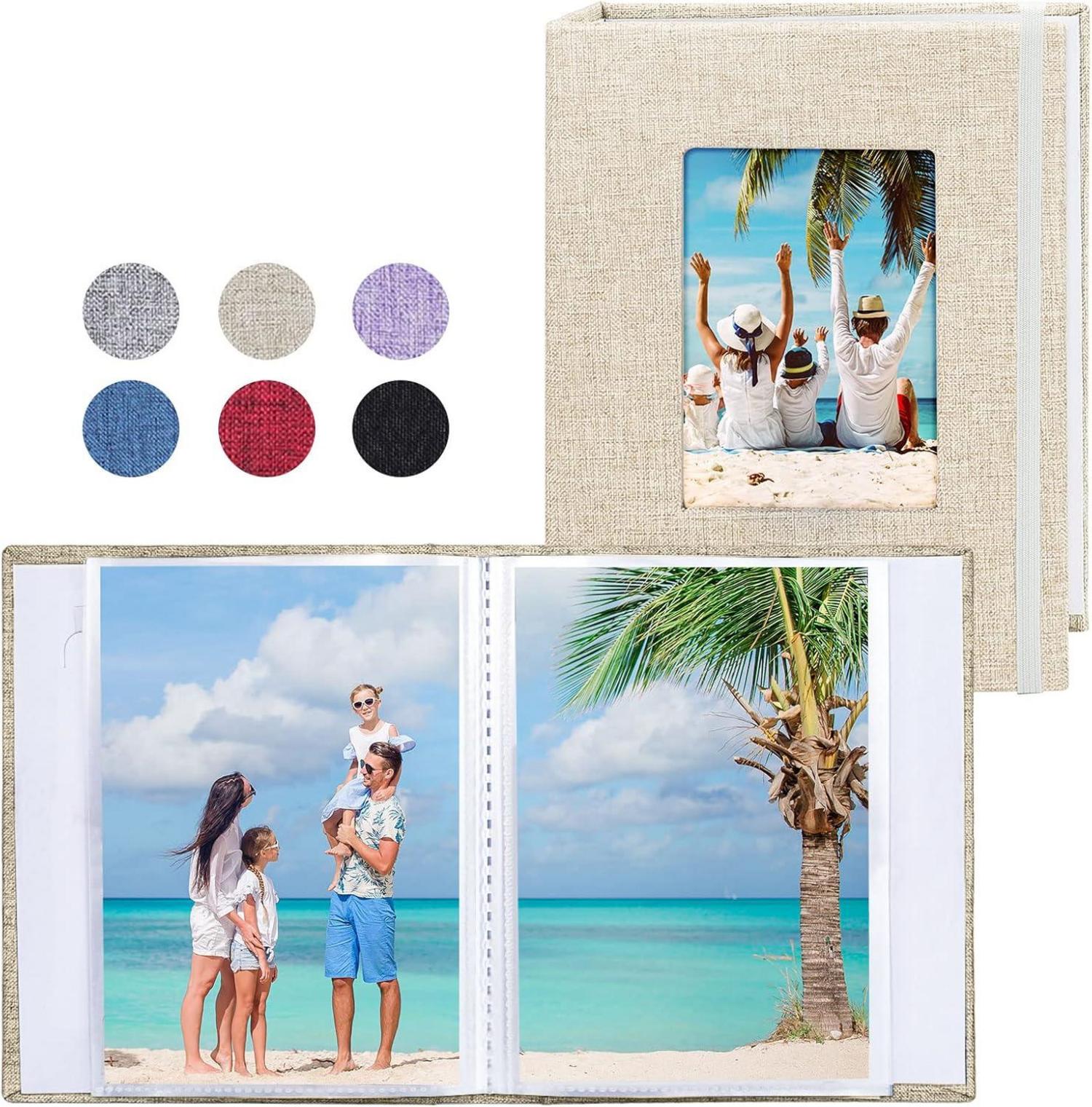Kleines Fotoalbum 10x15 Fotos 2er Pack Leinen Cover mit Frontfenster