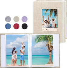 Kleines Fotoalbum 10x15 Fotos 2er Pack Leinen Cover mit Frontfenster
