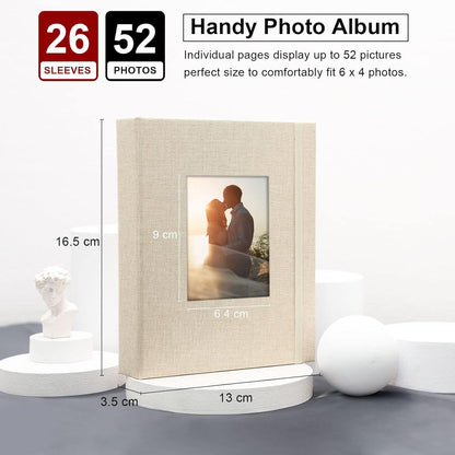 Vienrose Fotoalben Klein 10x15 Fotos 2er Pack Leinen Cover Frontfenster personalisiert - 52 Fotos- Aufbewahrung Kunstwerken Postkarten